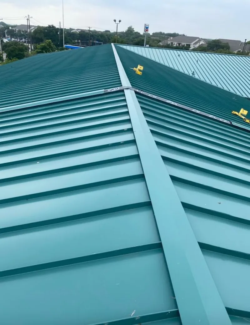 Green commercial metal roof ridge and valley for Metal Roof Repair in West Hanover